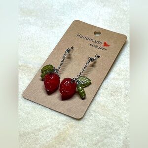 Handmade Strawberry Glass Earrings
